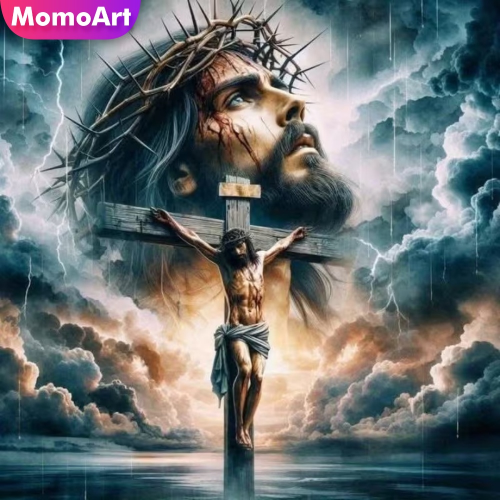 Embroidery Jesus - Pintura em Diamante Momoart: Retrato de