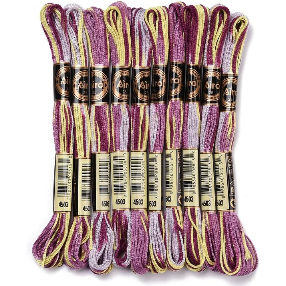 Embroidery Bracelet - 6 fios roxo variegado bordado fio