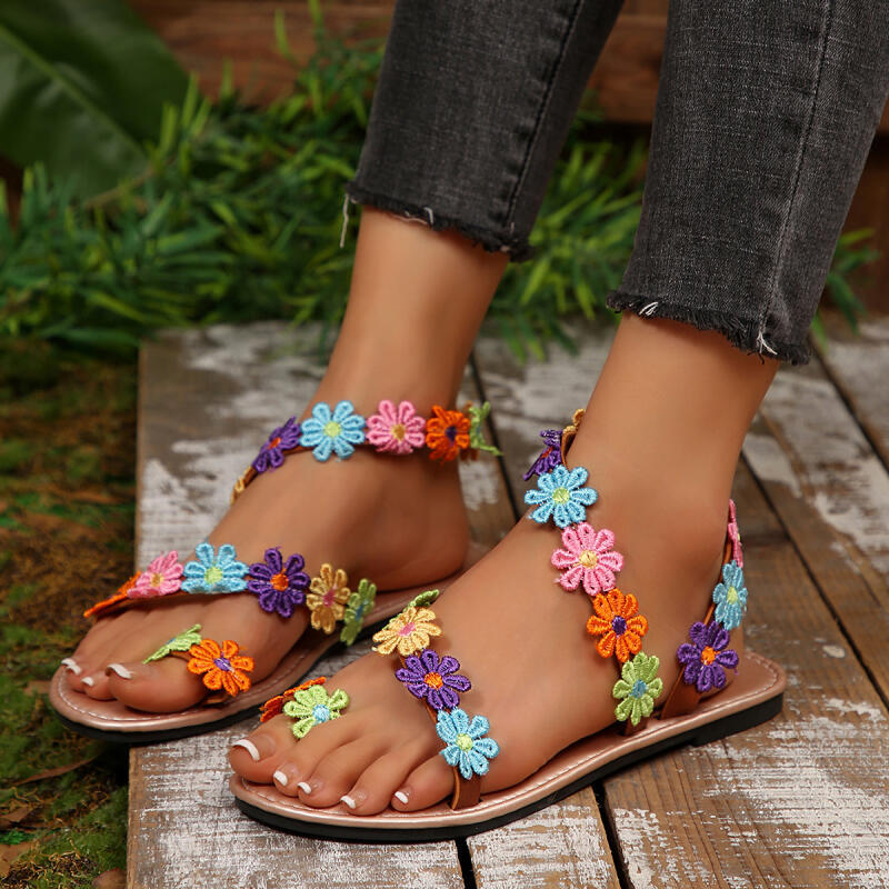Embroidery Flower - Sandálias Femininas de Verão 2026 com