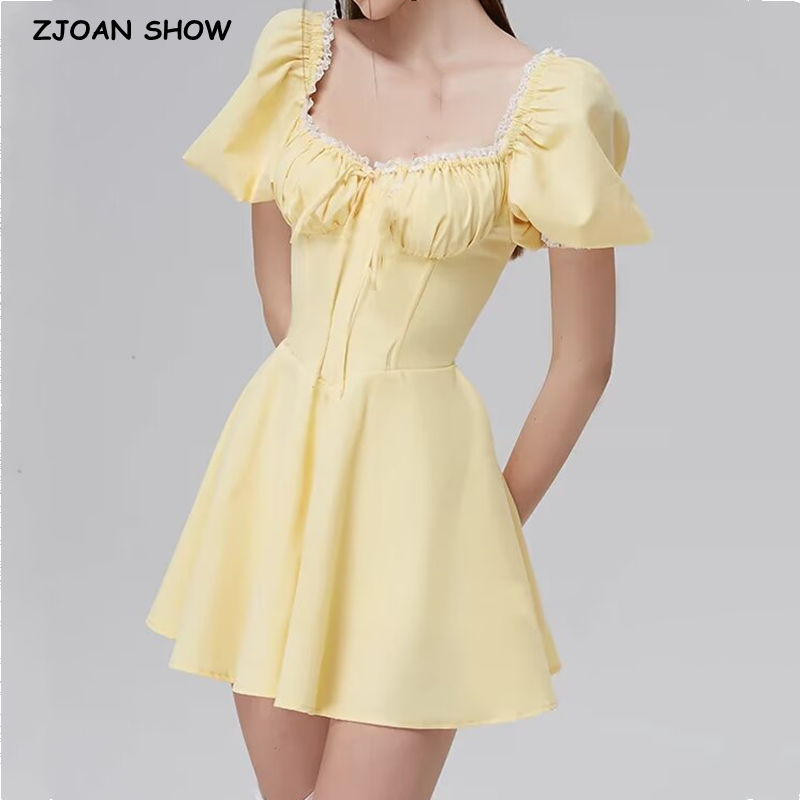 Embroidery Yellow Dress - Vestido Mini Bodycon Amarelo Doce com