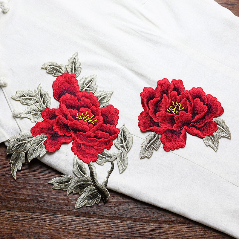 Embroidery Yellow Dress - 1 Par de Apliques de Flores