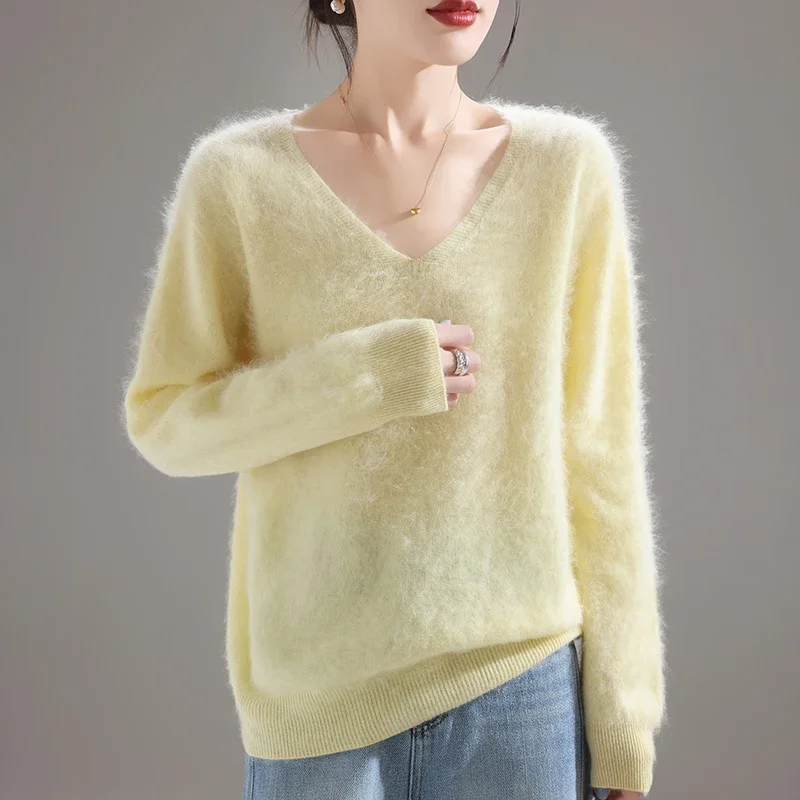 Embroidery Fashion - Suéter Feminino 100% Lã Merino 2025,