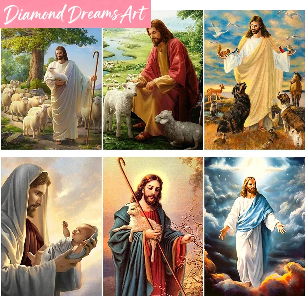 Embroidery Jesus - Pintura Diamante Cristã DIY Sem Moldura,