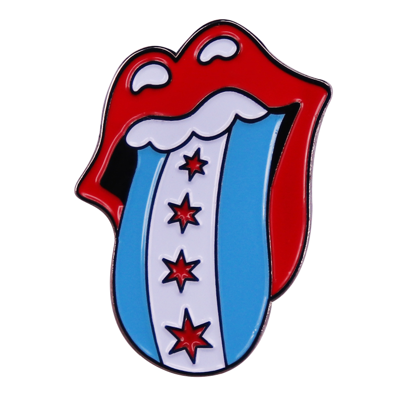 Embroidery Lips - Chicago bandeira esmalte pino música lábios