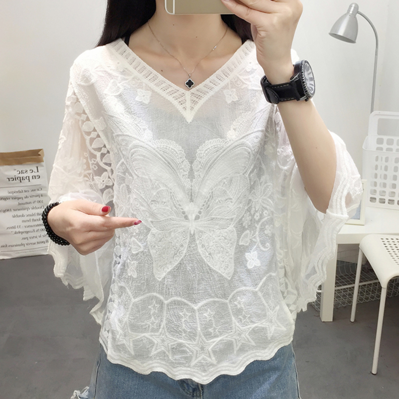 Embroidery On Shirt - Bordado renda camisa branca mulher verão