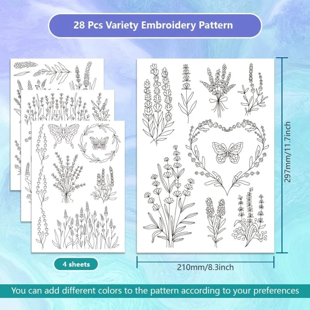 4 folhas lavanda flor borbolet - Embroidery Flower avaliação e preço