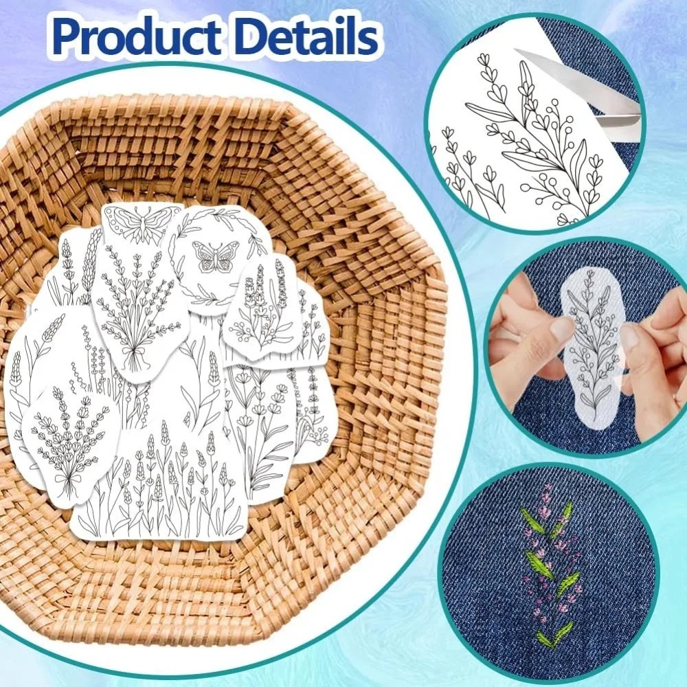 4 folhas lavanda flor borbolet - Embroidery Flower avaliação e preço