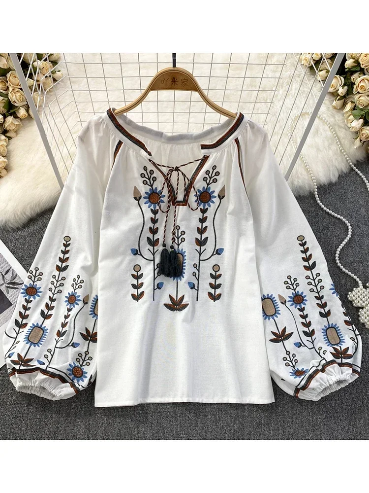 Mulheres primavera blusa estil - Embroidery On Shirt avaliação e preço