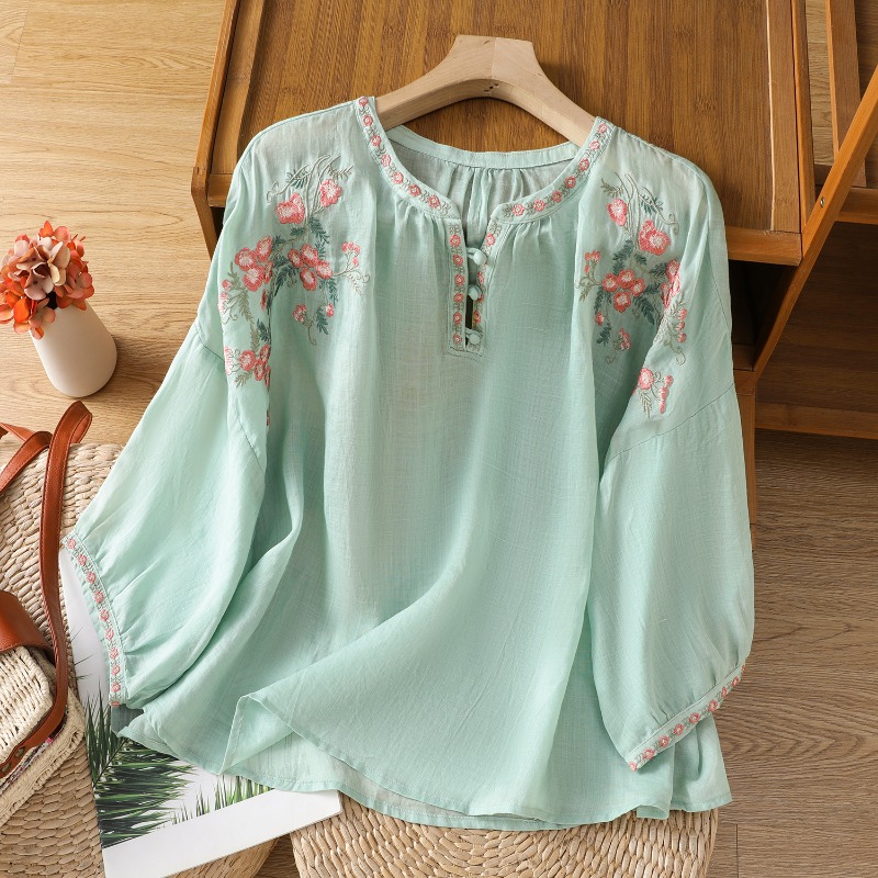 Estilo chinês roupas femininas - Embroidery On Shirt avaliação e preço