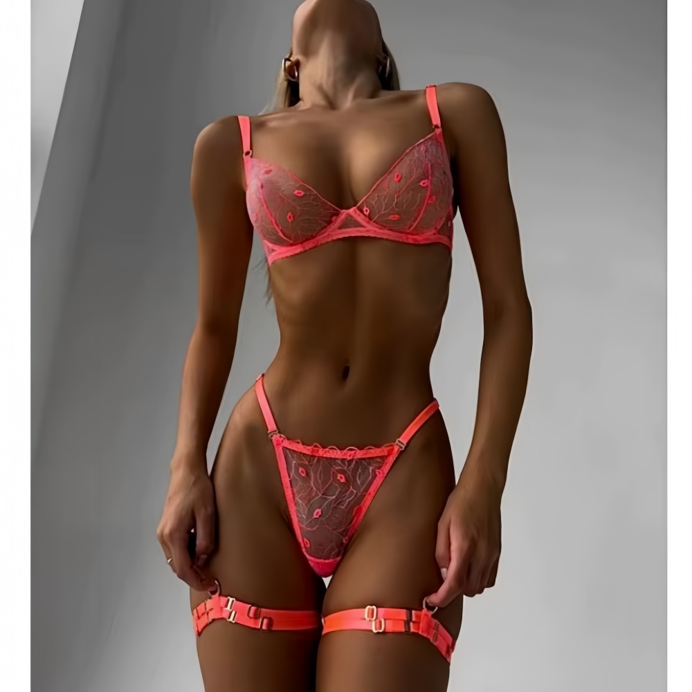 Laranja lábio bordado lingerie - Embroidery Lips avaliação e preço