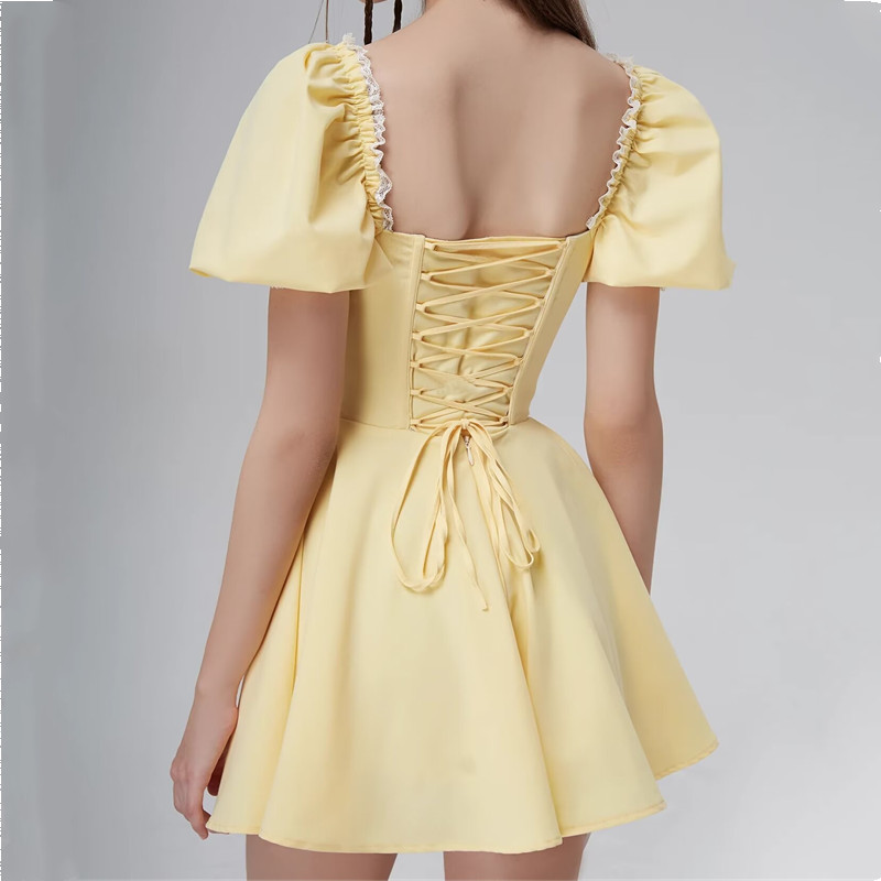 Vestido Mini Bodycon Amarelo D - Embroidery Yellow Dress avaliação e preço