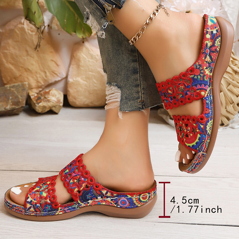 Sandálias Anabela Femininas co - Embroidery Flower avaliação e preço