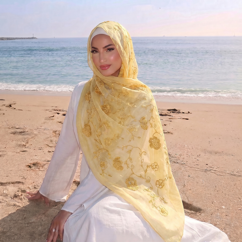 Lenço Hijab Muçulmano com Bord - Embroidery Fashion avaliação e preço