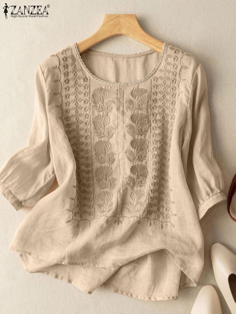 Zanzea elegante feminino blusa - Embroidery On Shirt avaliação e preço