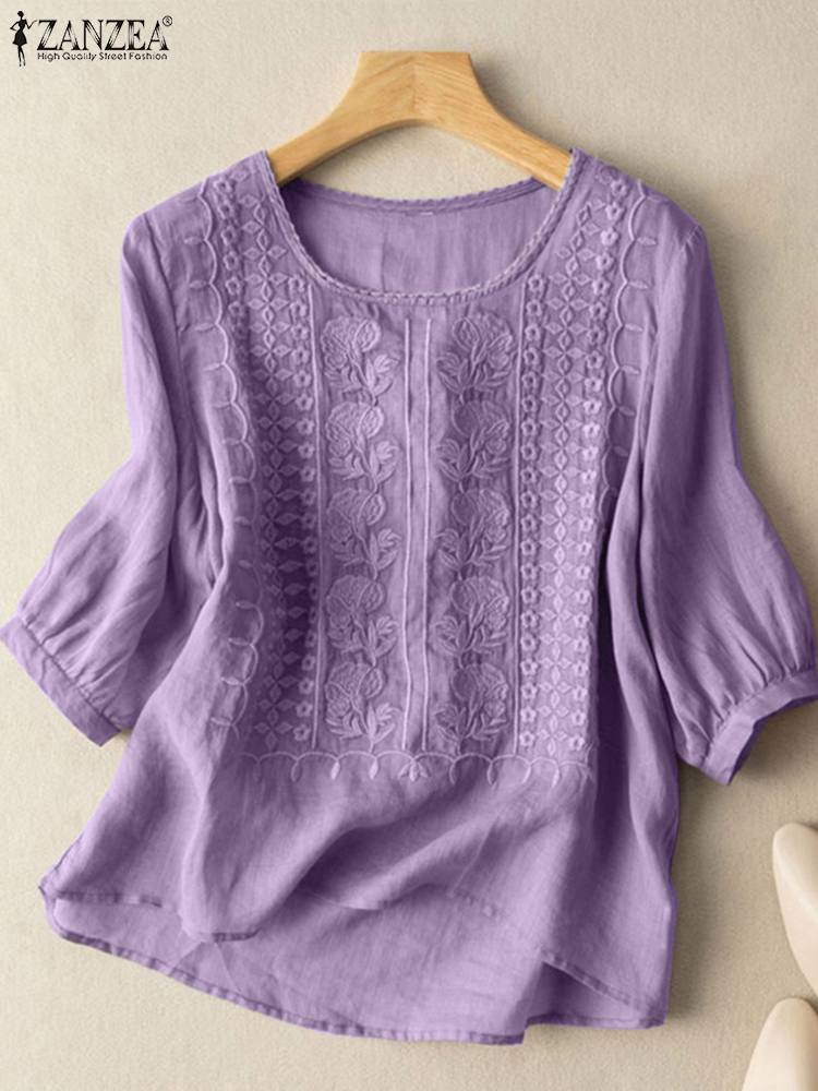 Zanzea elegante feminino blusa - Embroidery On Shirt avaliação e preço