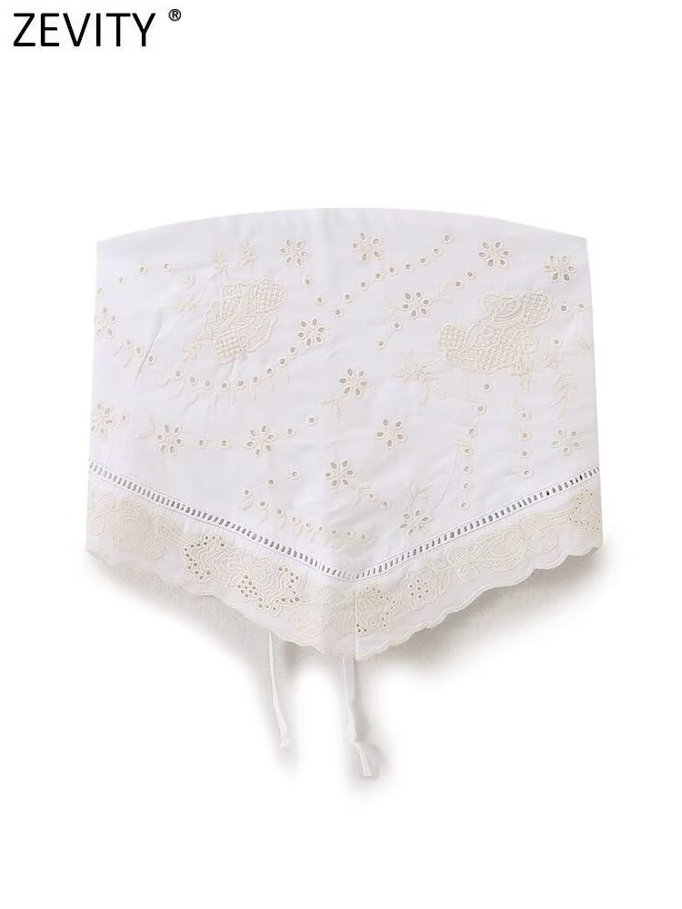 Zevity-Strapless Hollow Out Bl - Embroidery On Shirt avaliação e preço