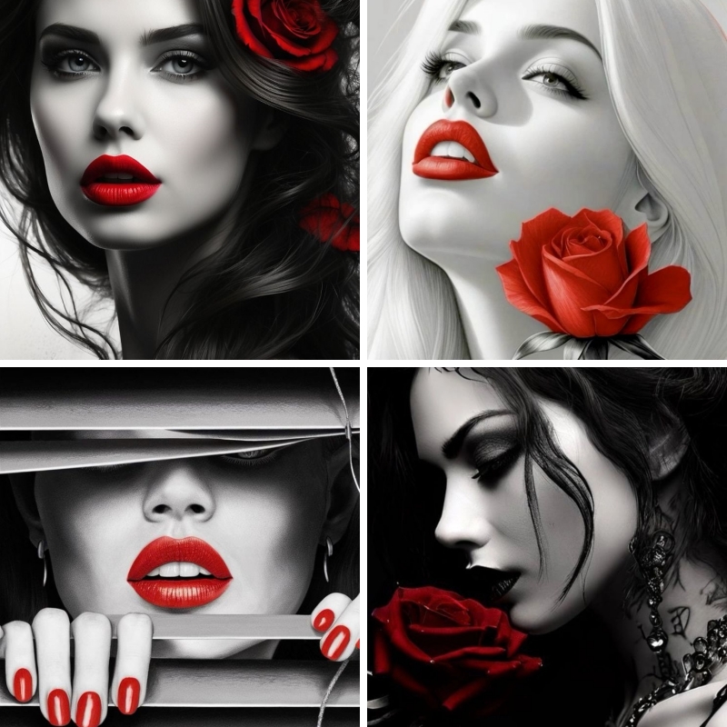 Menina preto branco arte lábio - Embroidery Lips avaliação e preço