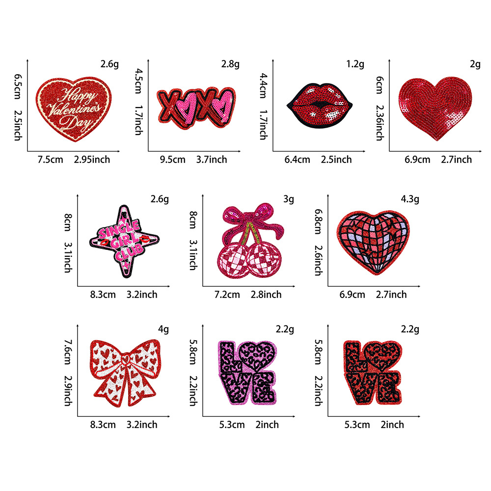 10 pçs/set 2026 novo dia dos n - Embroidery Lips avaliação e preço