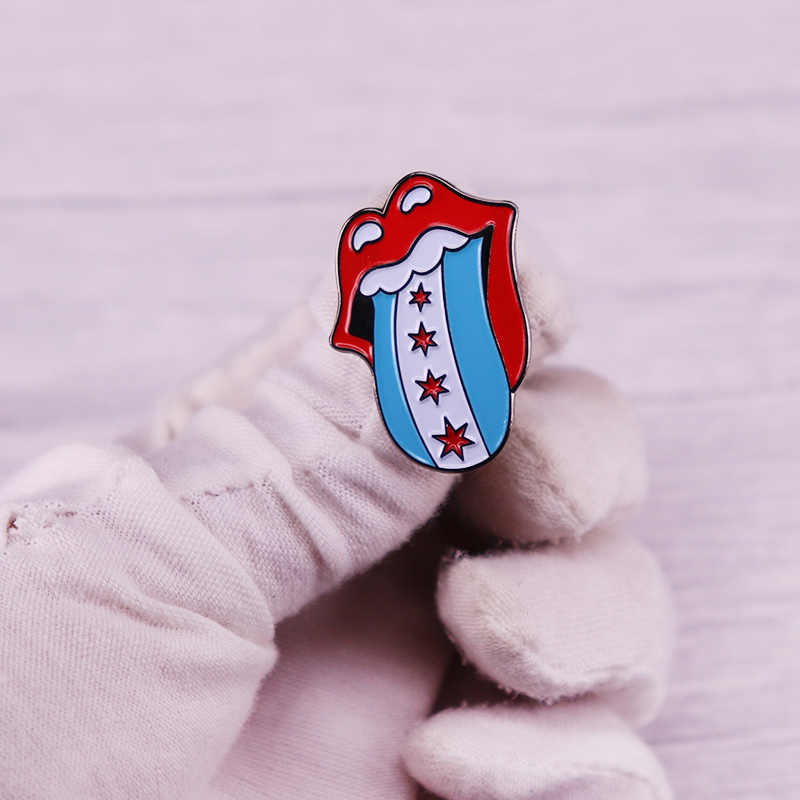 Chicago bandeira esmalte pino  - Embroidery Lips avaliação e preço