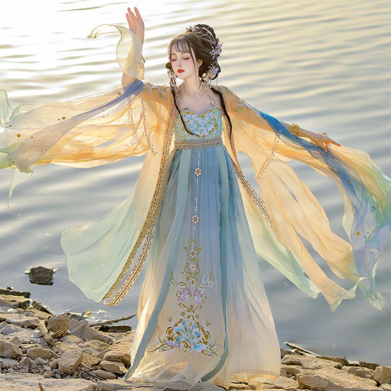 Vestido Hanfu Chinês para Mulh - Embroidery Yellow Dress avaliação e preço